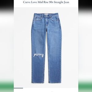 NWOT Abercrombie & Fitch Curve Love Mid Rise 90s Straight Jean